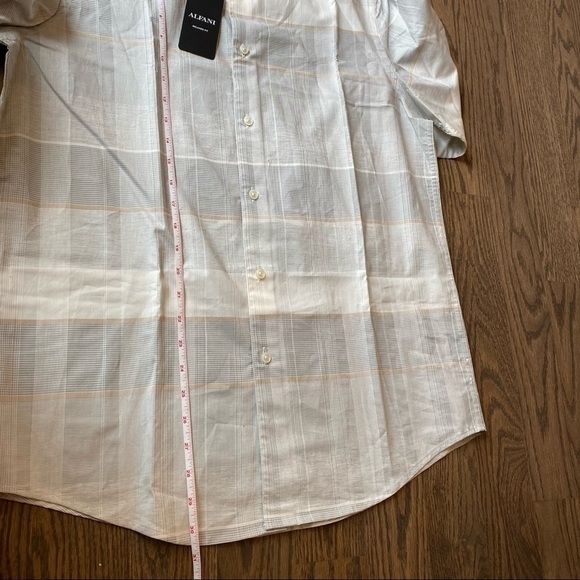 Alfani NWT button up long sleeve plaid winter ivory and browns size Medium - Picture 6 of 6